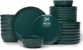 24-Piece Ceramic Dinnerware Set Moss Green Plates and Bowls Set for 8