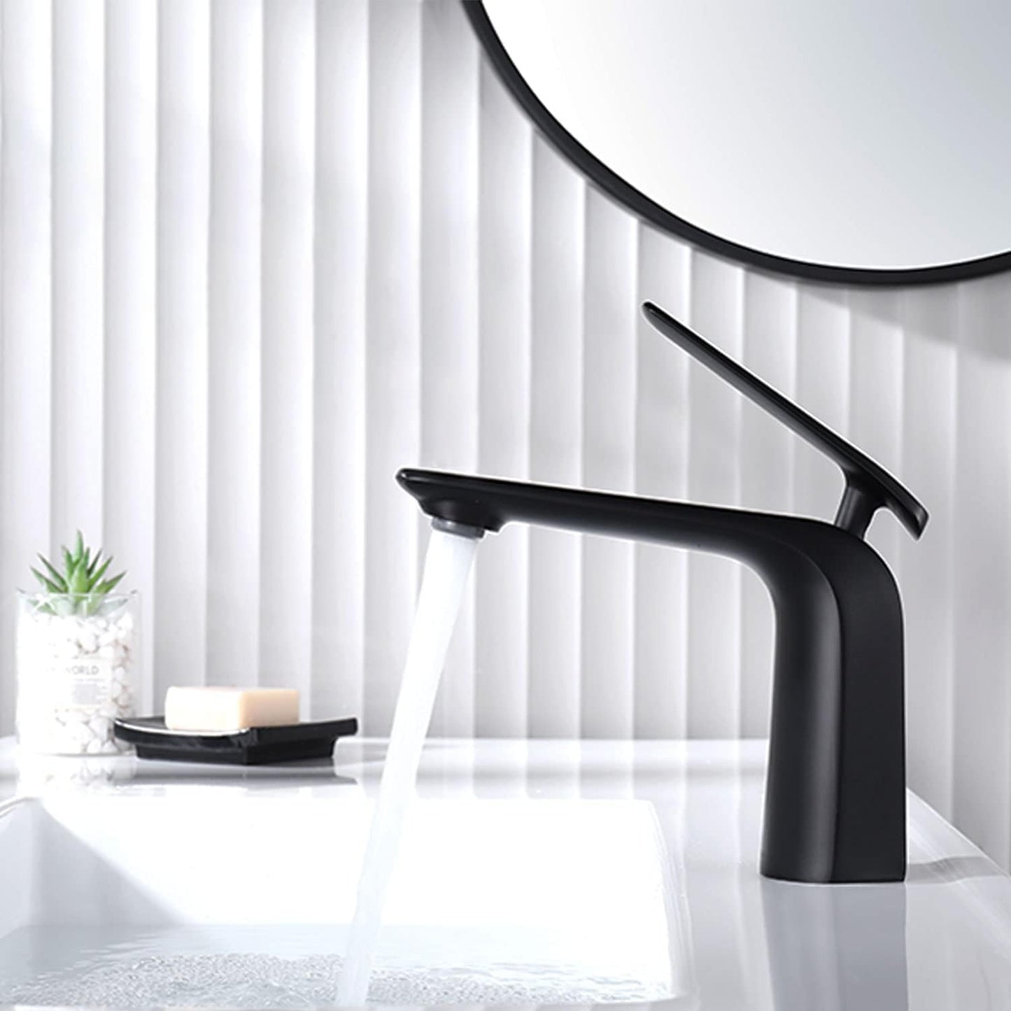 TOCALOCA Matte Black Bathroom Sink Faucet with Modern Design