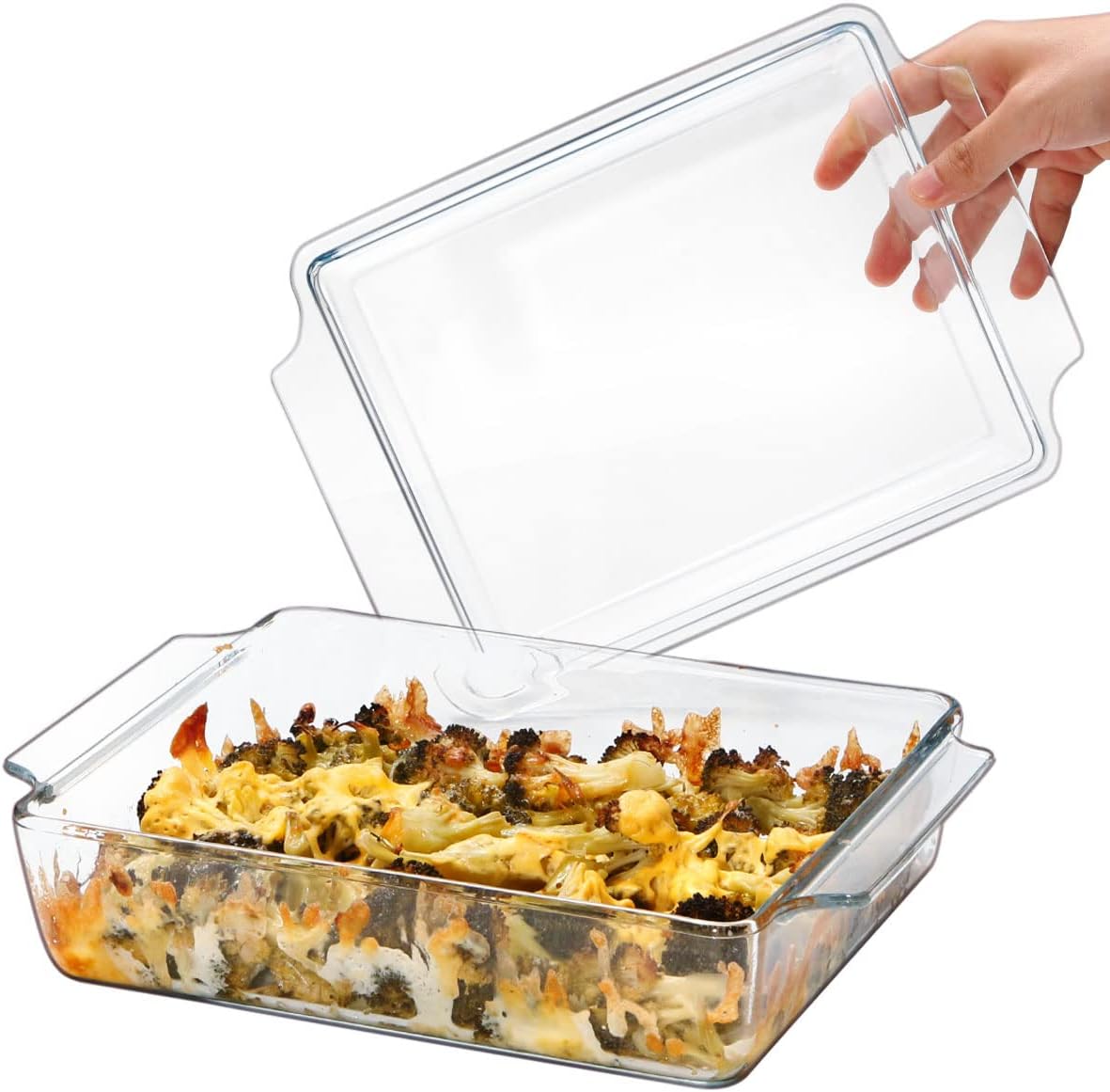NUTRIUPS 2 Quart Glass Casserole Dish with Lid for Baking