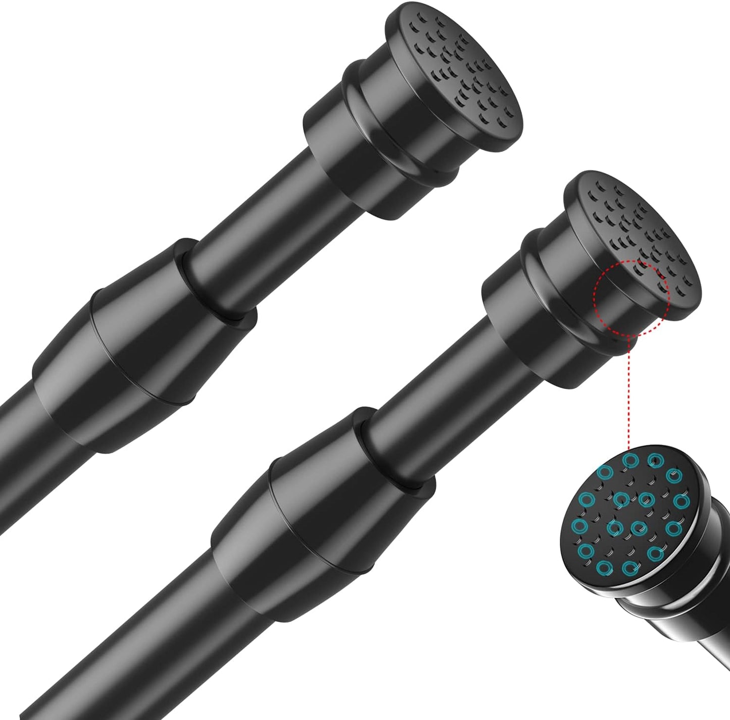 Adjustable Black Curtain Rods 27-40, Set of 2