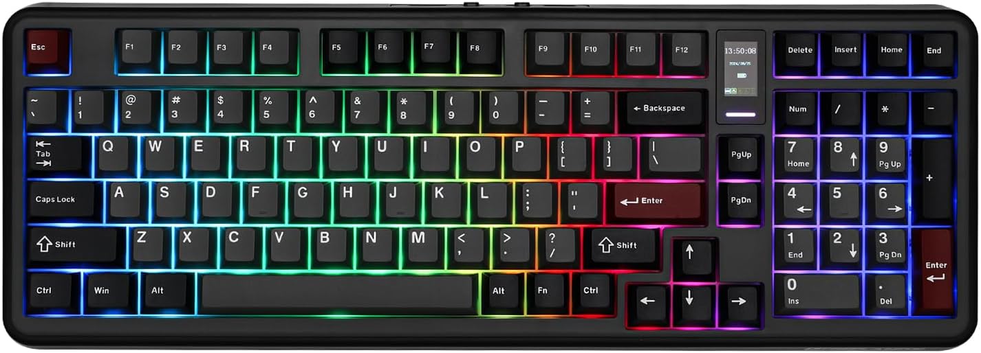 Vibe99 Wireless Gaming Keyboard with TFT Screen and RGB Lighting