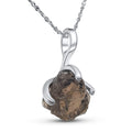 Natural raw smoky quartz pendant chain necklace - Dainty white gold