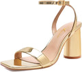 Chunky Heels for Women Block Heeled Sandals Square Toe Ankle Strap