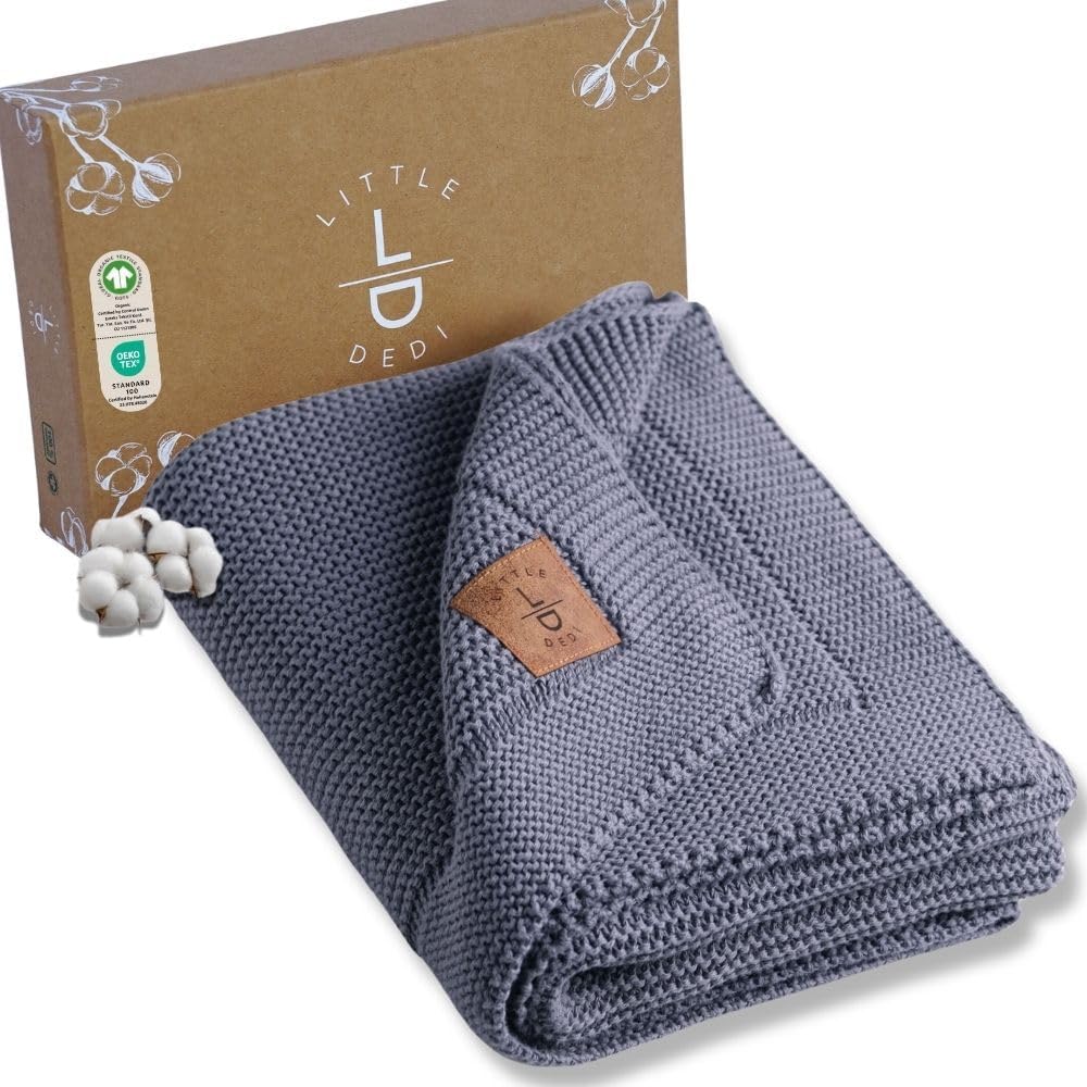 100% Organic Cotton Baby Knitted Blanket - Soft and Versatile