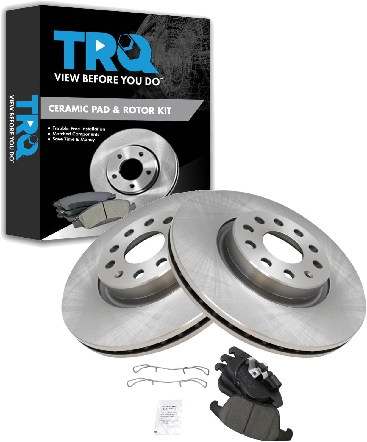 TRQ Front Brake Pad and Rotor Set for Audi Q3 and VW Tiguan