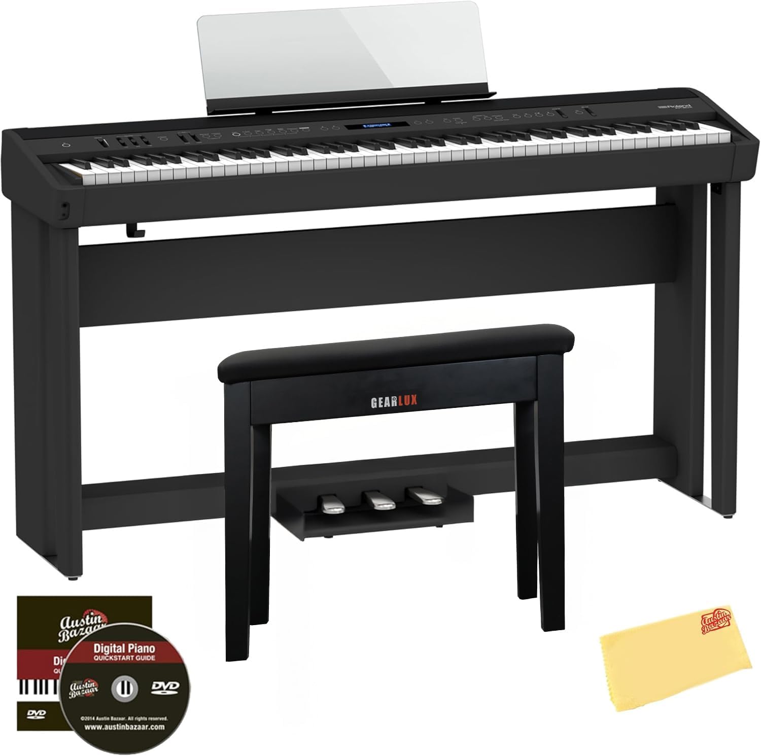 Roland FP-90X 88-Key Digital Piano Bundle with Stand and Pedals
