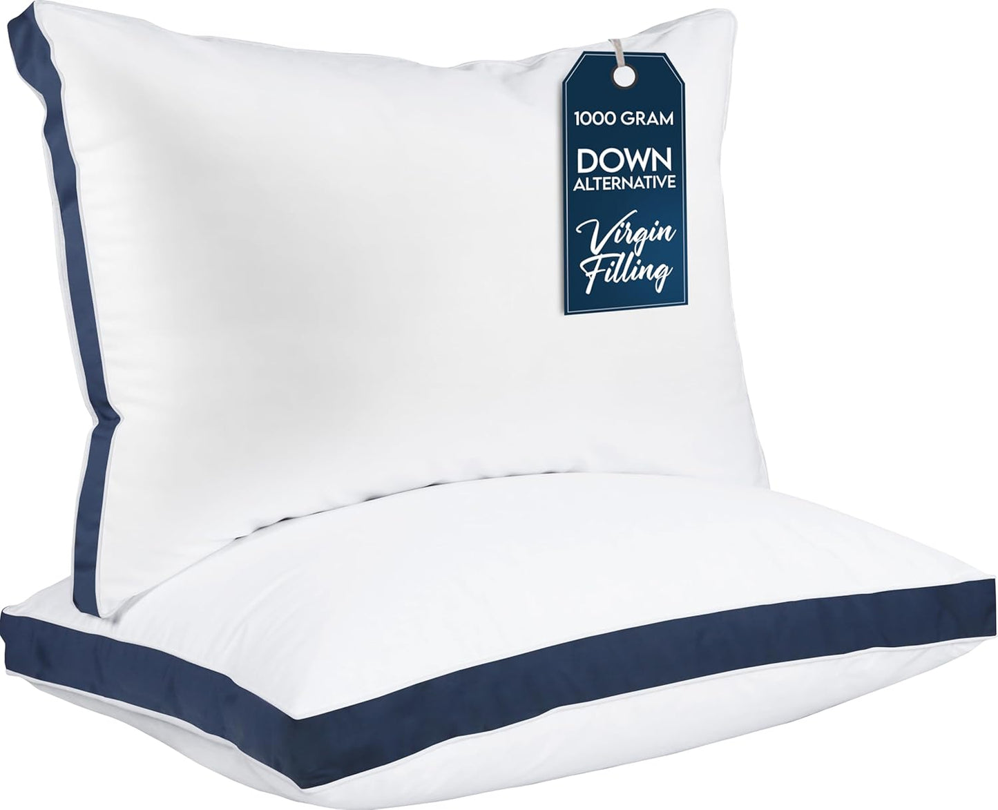Gusseted Bed Pillows Set of 2 for Queen Size Sleepers