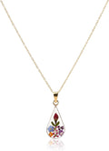Pressed Flower Pendant Necklace in Sterling Silver/Gold Finish