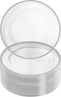Goodluck 12 in Clear Disposable Charger Plates with Silver Rim