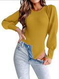 Long Puff Sleeve Sweaters for Women Bodysuit - Stretchy Ribbed
