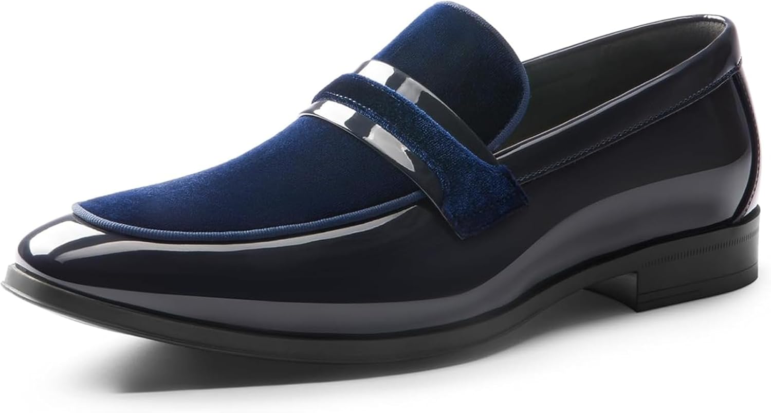 Bruno Marc Men's Tuxedo Patent Loafers for Stylish Occasions