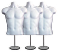 Male Mannequin Torso with Metal Stand - Stackable Display Set of 3