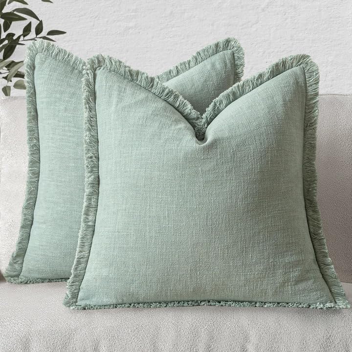MIULEE Decorative Throw Pillow Covers with Boho Fringe Design