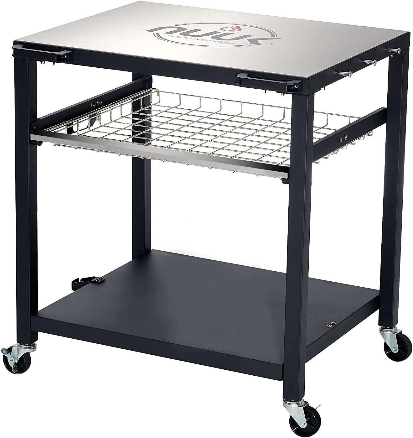 NUUK Double-Shelf Movable Outdoor Pizza Oven Table for Prep