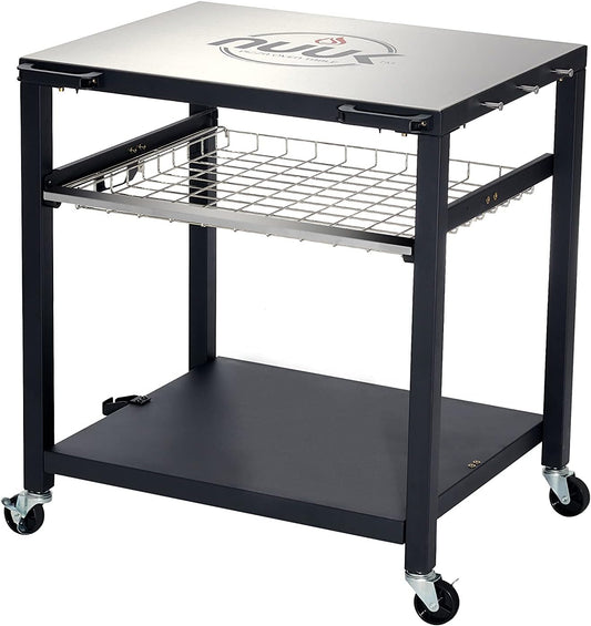 NUUK Double-Shelf Movable Outdoor Pizza Oven Table for Prep