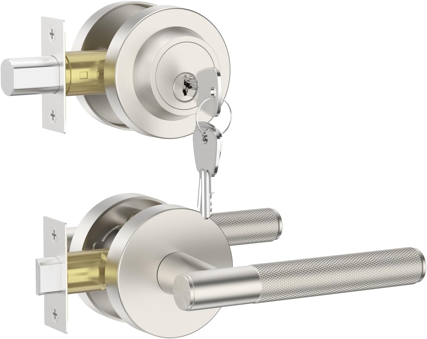 Premium Satin Nickel Door Lock Set for Enhanced Security & Style