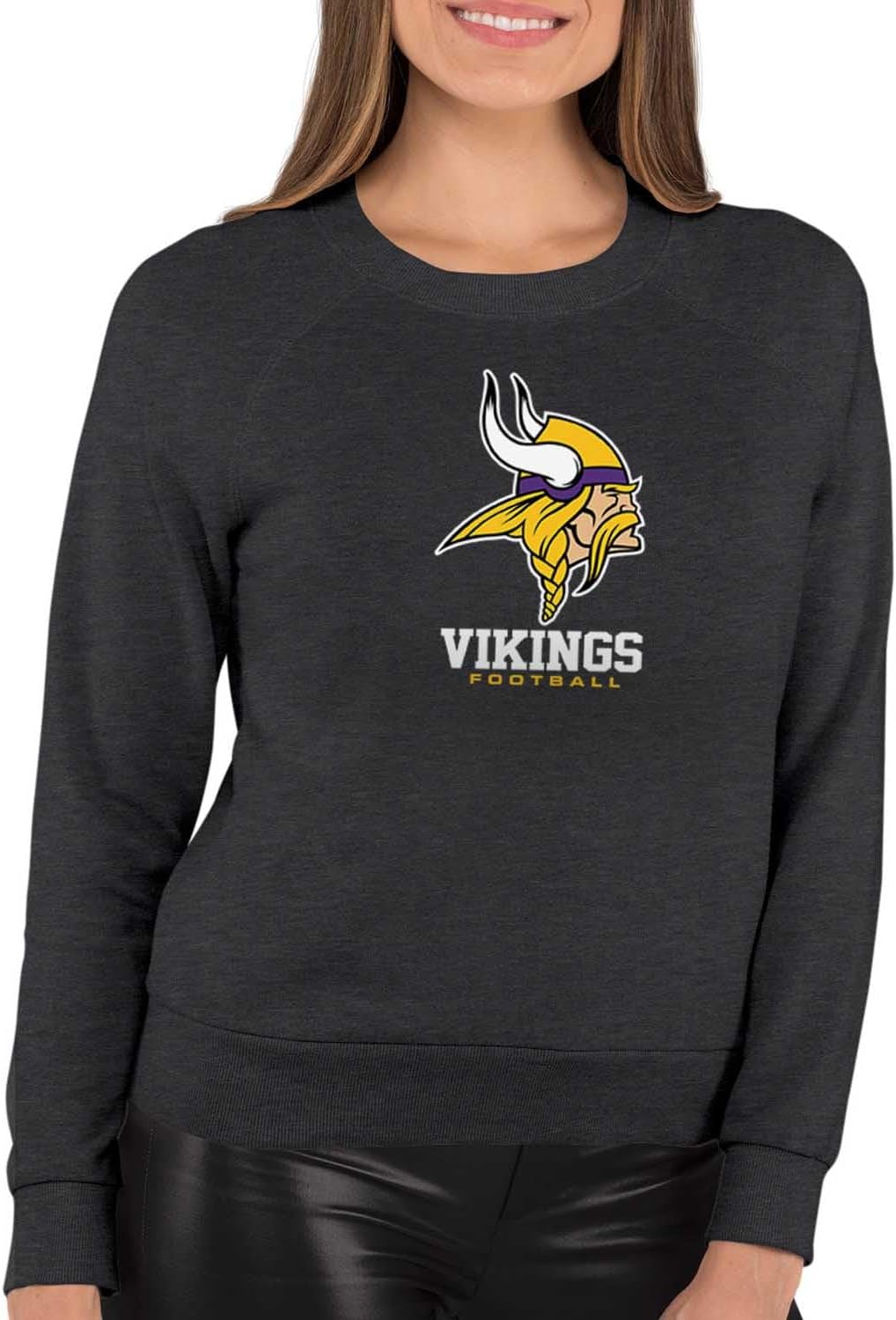 Women's NFL Minnesota Vikings Big Logo Slouchy Crewneck Pullover