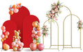 Red Arch Backdrop Stand and Cover Set, 4ft+5ft+6ft Gold Frames