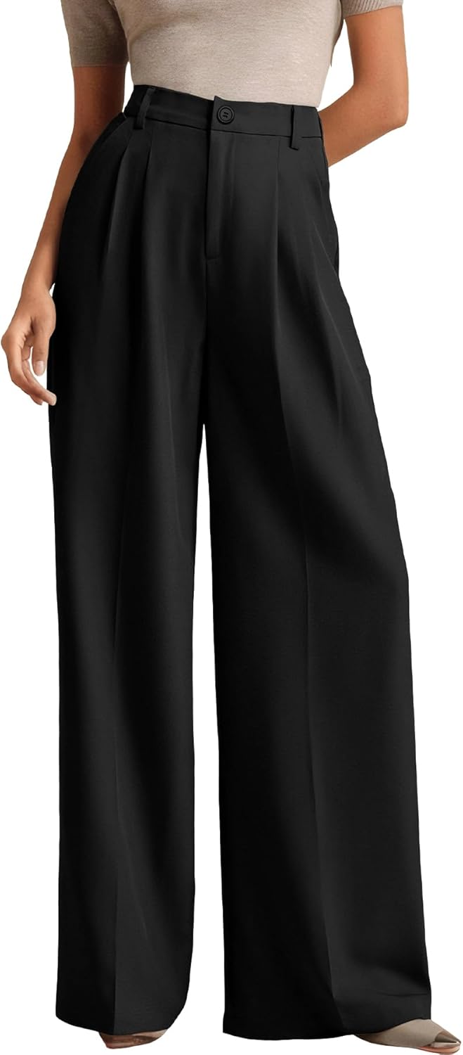 ELLEVEN Women's Casual Wide Leg Dress-Pants for Comfort