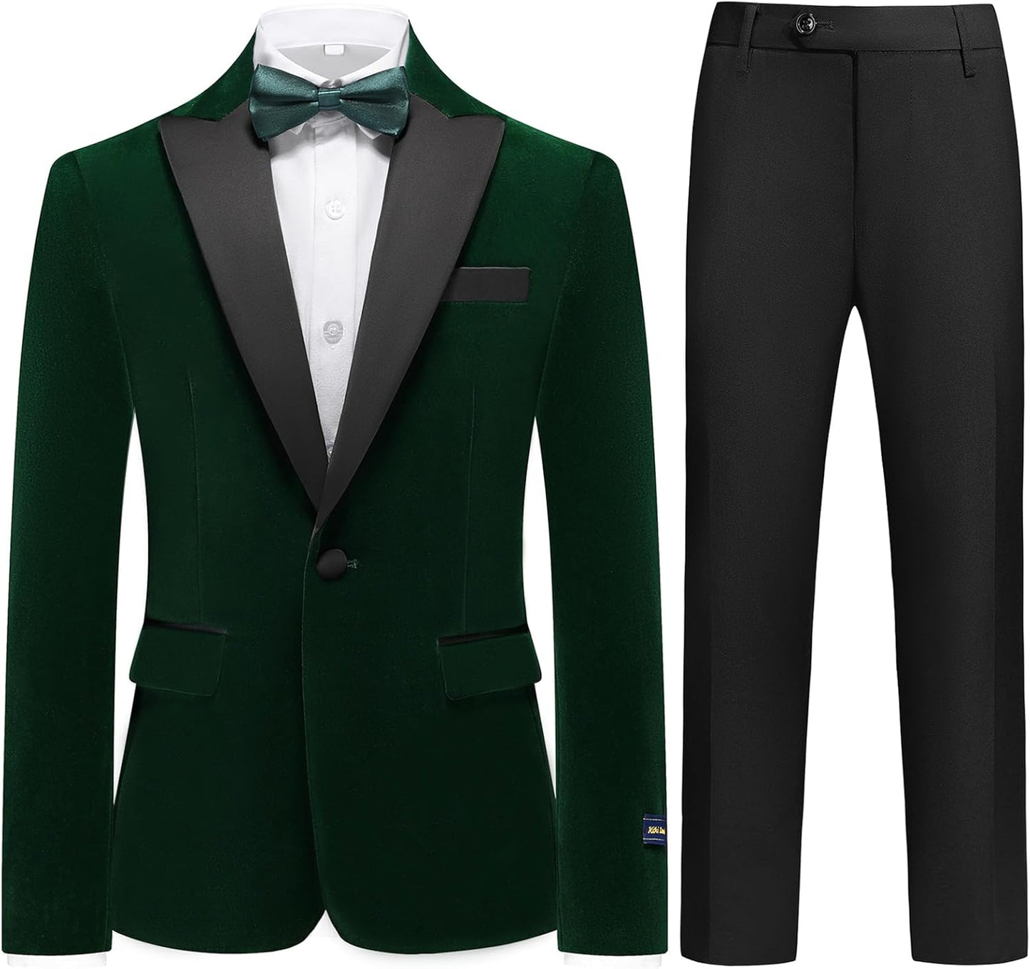 Boys Velvet Tuxedo Suit for Slim Fit Formal Wedding Outfit