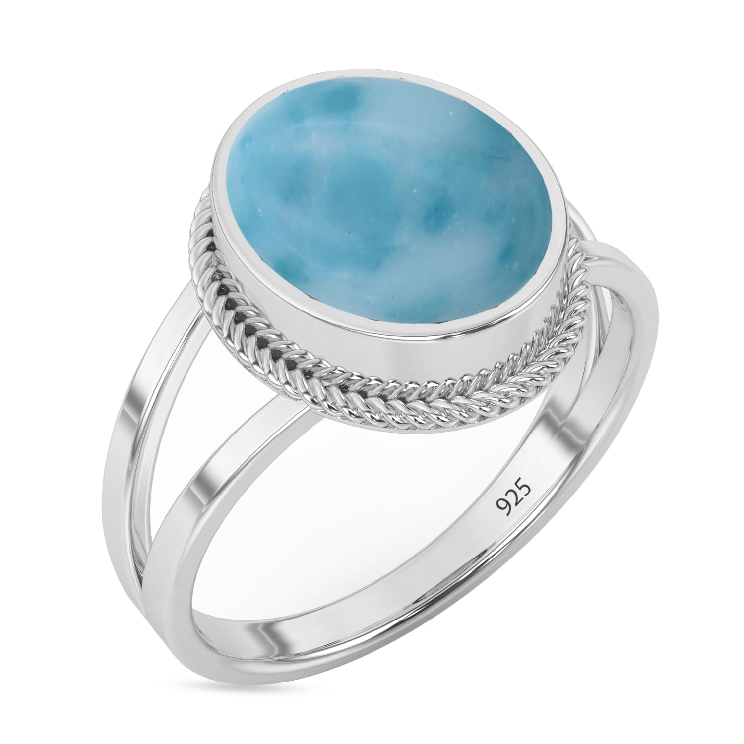 925 Sterling Silver Larimar Ring for Women - Elegant Engagement Piece