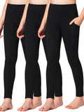 Girls' Athletic Leggings with Pockets - Soft Stretchy Dance Tights