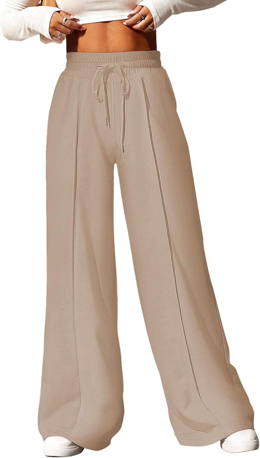 High Waisted Wide Leg Sweatpants for Women - Comfortable Fit