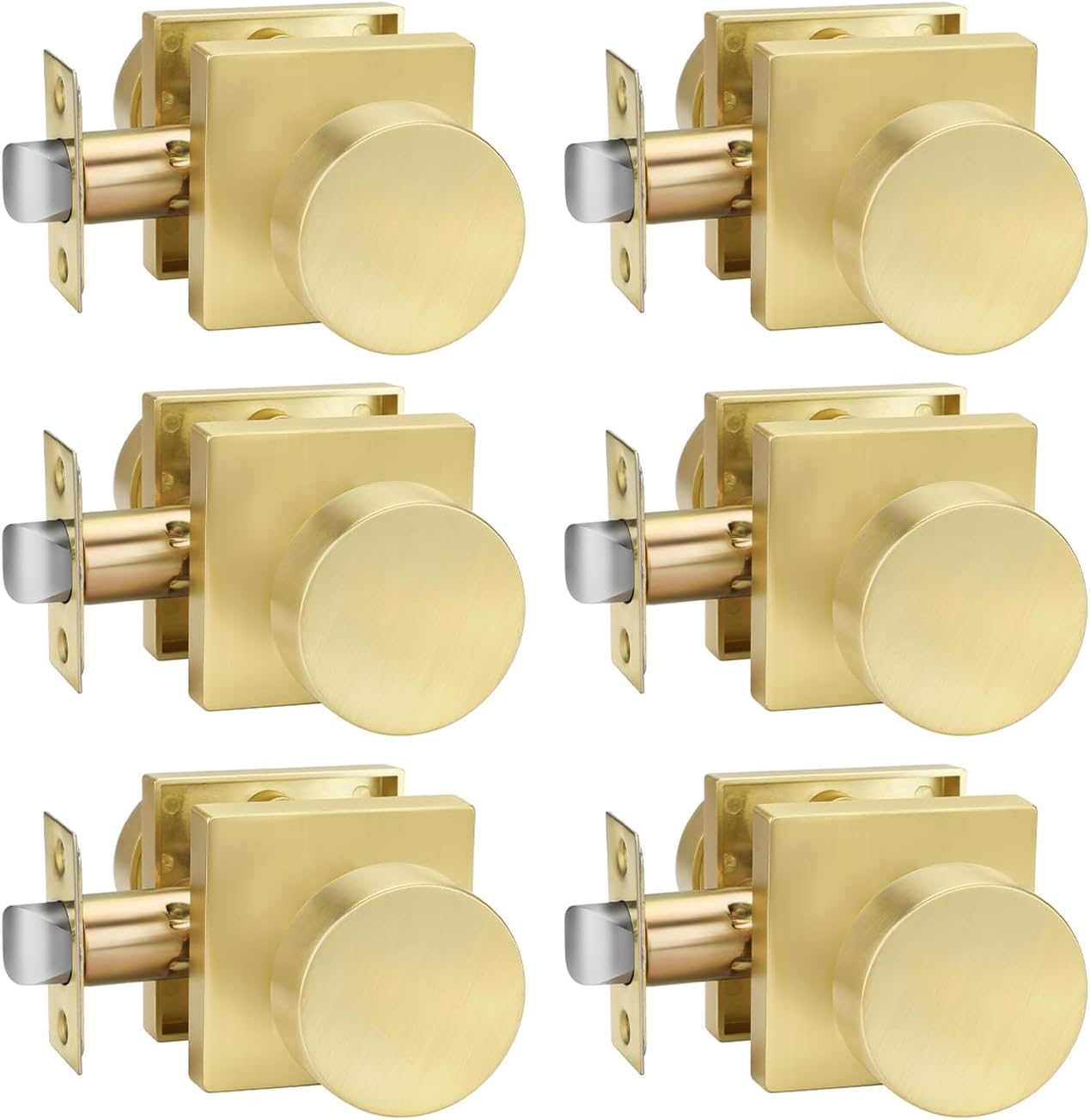 Goldenwarm Passage Door Knobs Gold for Modern Homes and Closets