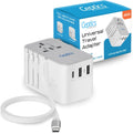 International Travel Adapter with PD 45W USB-C Cable - Compact 5-in-1