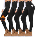 FULLSOFT 4 Pack Leggings with Pockets - Fleece Lined High Waist