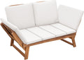Outdoor Couch Acacia Wood Patio Couch with Adjustable Armrests