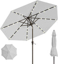 10ft Solar Patio Umbrella Light Gray - 32 LED Solar Lit Canopy