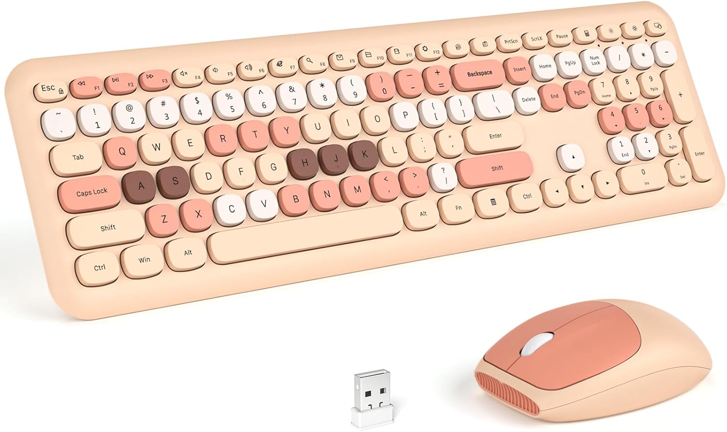 KNOWSQT Wireless Keyboard and Mouse Combo for Colorful Desktop