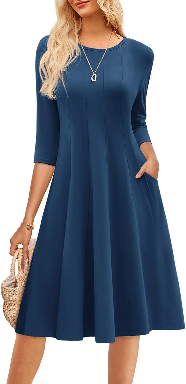 Trendy A-Line Midi Dress with Pockets for Every Occasion