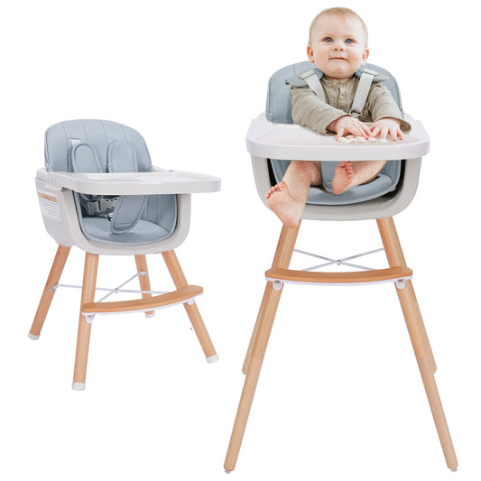 Mallify 3-in-1 Convertible Wooden High Chair for Babies & Toddlers