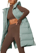 Inorin Womens Long Down Vest with Hooded Stand Collar - Warm