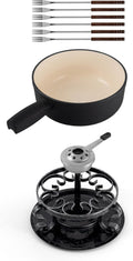 Swissmar Lugano Cast Iron Cheese Fondue Set - Durable 2 QT Fondue Pot