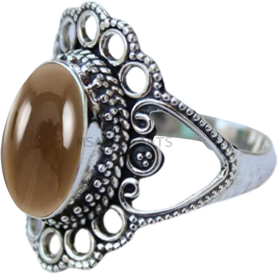 Solid 925 Sterling Silver Ring with Genuine Black Onyx Gemstone