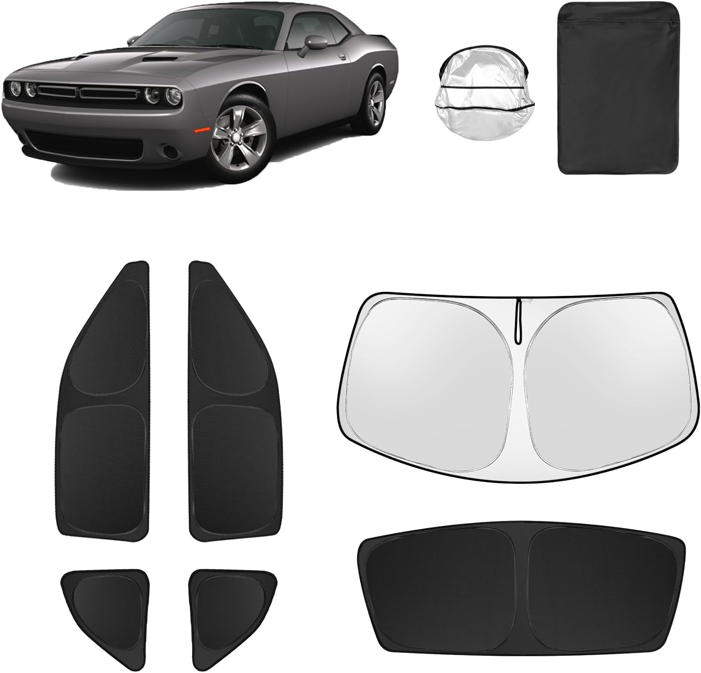6pcs Car Window Shades for Dodge Challenger 2015-2023 Models