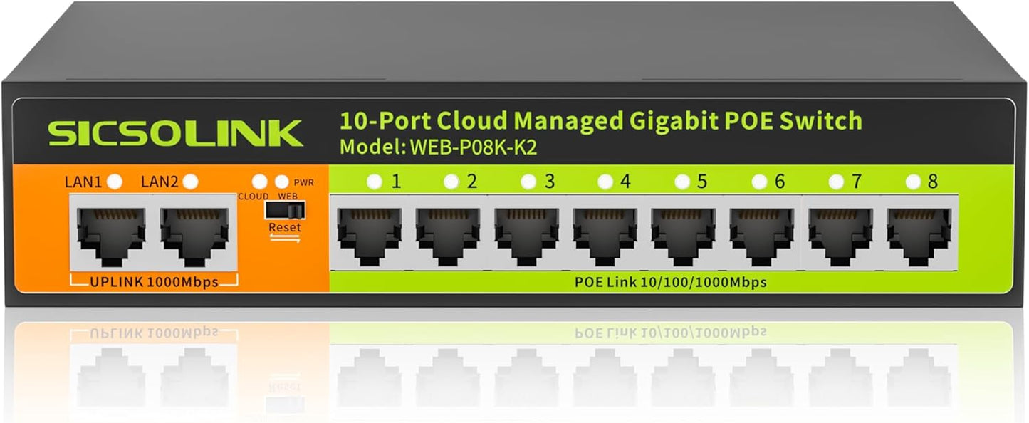 10 Port Gigabit POE Switch for Small Business & Home Network