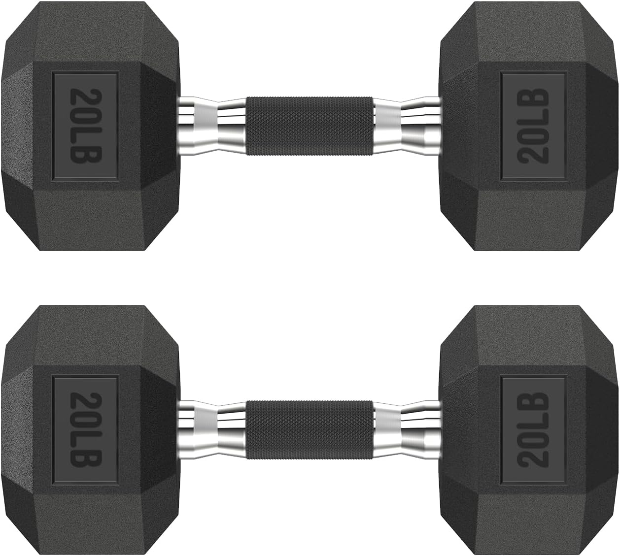 Hex Dumbbell Set for Strength Training - Durable Rubber Weights