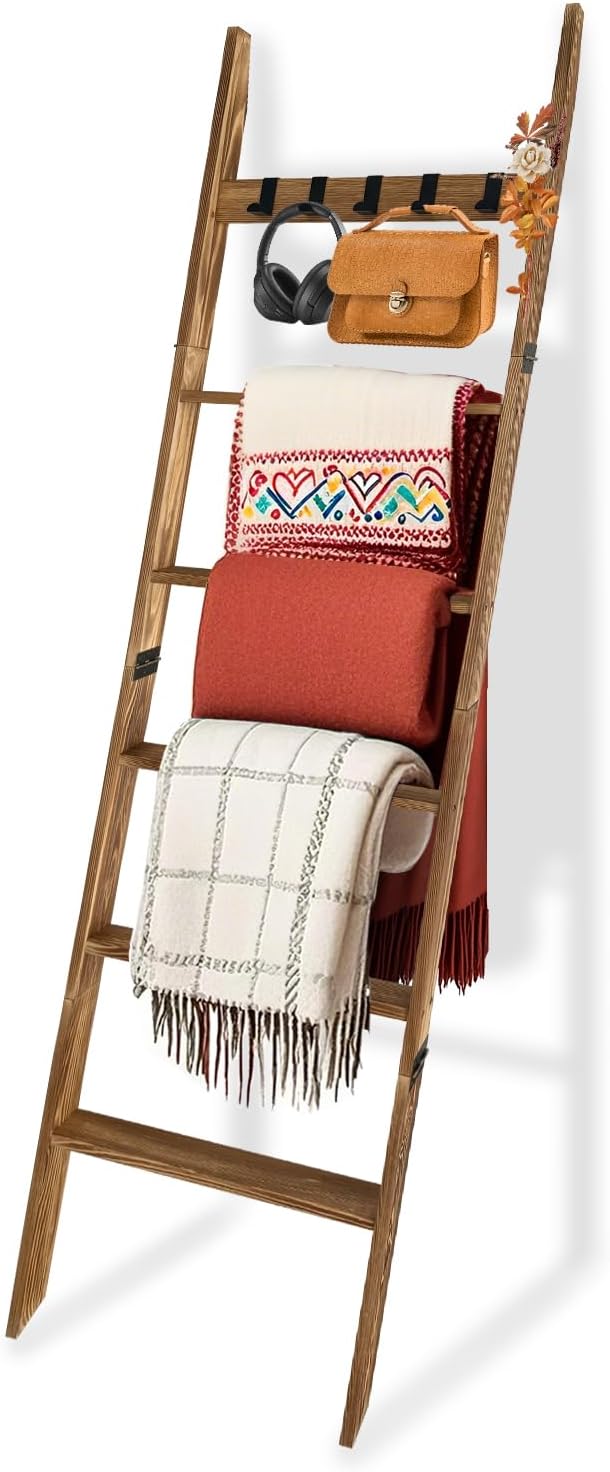 Rustic Blanket Ladder for Bedroom & Living Room - 5.66 Ft