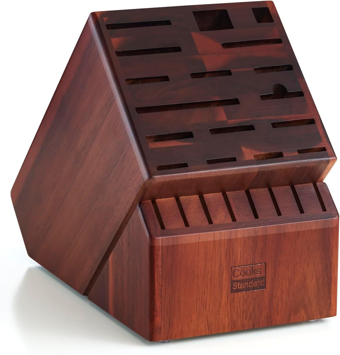 Acacia Wood Knife Block Holder for Easy Kitchen Storage