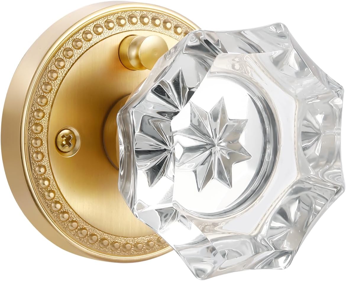 Gold Door Knobs with Crystal Design for Privacy and Style
