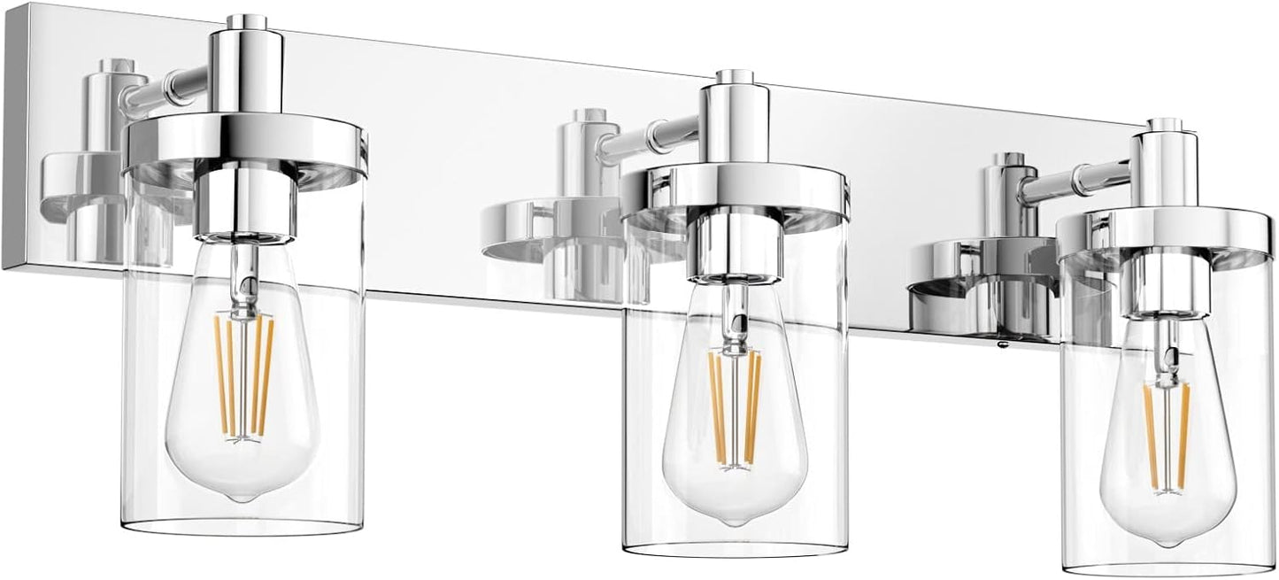 Aipsun Chrome Vanity Light for Bathroom with Clear Glass Shade