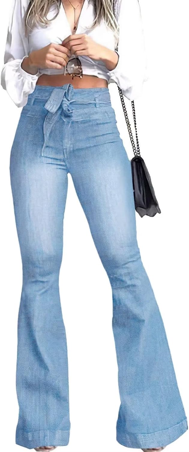 KDF High Waisted Flare Jeans for Women - Stylish Bell Bottoms