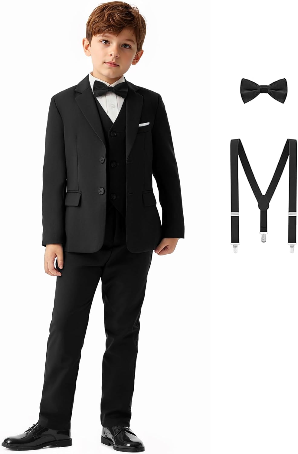 Boys Formal Dress Suits 5 Piece Slim Fit Dresswear Set for Kids