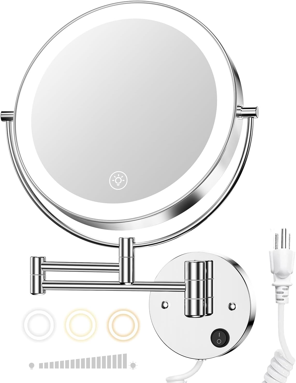 Gospire 9 Wall Mounted Lighted Magnifying Mirror for Makeup
