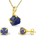 Real raw gemstone jewelry set with 925 sterling silver - Dainty