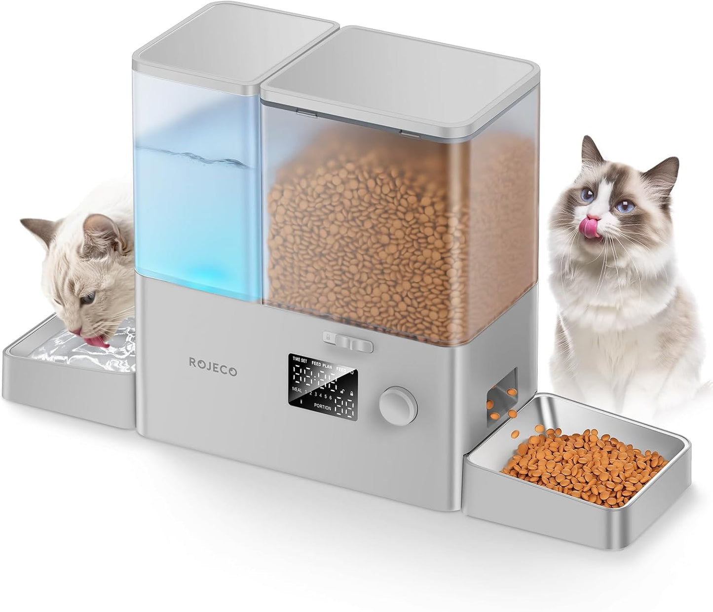 Rojeco 36 Cups Automatic Cat Feeder and Water Dispenser Set